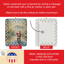 Load image into Gallery viewer, Santa Claus Fly-Fishing at Sunrise Christmas Porcelain Ornament