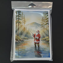 Load image into Gallery viewer, Santa Claus Fly-Fishing at Sunrise Christmas Greeting Cards Pack of 8