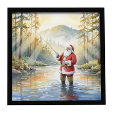 Load image into Gallery viewer, Santa Claus Fly-Fishing at Sunrise Christmas Framed Metal Print