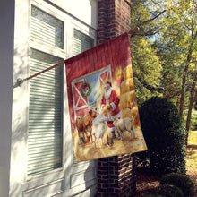 Load image into Gallery viewer, Santa Claus in the Barn with Animals Christmas House Flag