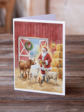 Load image into Gallery viewer, Santa Claus in the Barn with Animals Christmas Greeting Cards Pack of 8