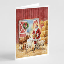 Load image into Gallery viewer, Santa Claus in the Barn with Animals Christmas Greeting Cards Pack of 8