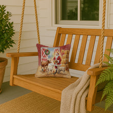 Load image into Gallery viewer, Santa Claus in the Barn with Animals Christmas Throw Pillow