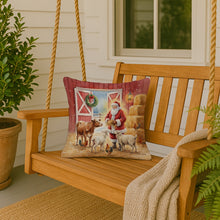 Load image into Gallery viewer, Santa Claus in the Barn with Animals Christmas Throw Pillow
