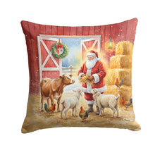 Load image into Gallery viewer, Santa Claus in the Barn with Animals Christmas Throw Pillow