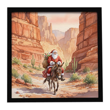 Load image into Gallery viewer, Santa Claus in the Desert Canyon Christmas Framed Metal Print