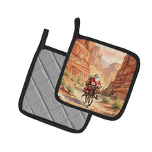 Load image into Gallery viewer, Santa Claus in the Desert Canyon Christmas Pair of Pot Holders