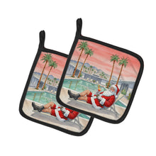 Load image into Gallery viewer, Santa Claus in Palm Springs Christmas Pair of Pot Holders