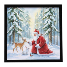Load image into Gallery viewer, Santa Claus in the Forest with Wildlife Christmas Framed Metal Print