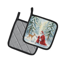 Load image into Gallery viewer, Santa Claus in the Forest with Wildlife Christmas Pair of Pot Holders