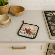 Load image into Gallery viewer, Santa Claus on Horseback at the Ranch Christmas Pair of Pot Holders