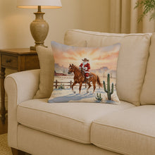 Load image into Gallery viewer, Santa Claus on Horseback at the Ranch Christmas Throw Pillow