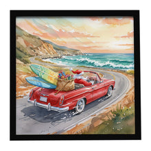 Load image into Gallery viewer, Santa Claus on Route 1 Christmas Framed Metal Print