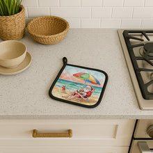 Load image into Gallery viewer, Santa Claus on the Beach Christmas Pair of Pot Holders
