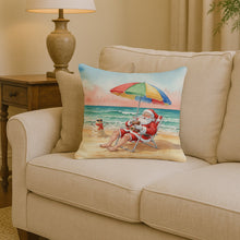 Load image into Gallery viewer, Santa Claus on the Beach Christmas Throw Pillow