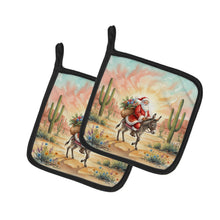 Load image into Gallery viewer, Santa Claus Riding a Burro Christmas Pair of Pot Holders