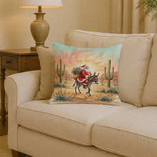 Load image into Gallery viewer, Santa Claus Riding a Burro Christmas Throw Pillow