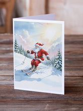 Load image into Gallery viewer, Santa Claus Skiing Downhill Christmas Greeting Cards Pack of 8