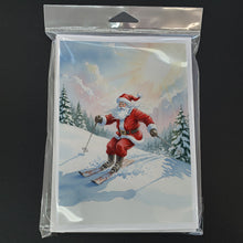 Load image into Gallery viewer, Santa Claus Skiing Downhill Christmas Greeting Cards Pack of 8