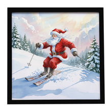 Load image into Gallery viewer, Santa Claus Skiing Downhill Christmas Framed Metal Print