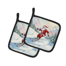 Load image into Gallery viewer, Santa Claus Skiing Downhill Christmas Pair of Pot Holders