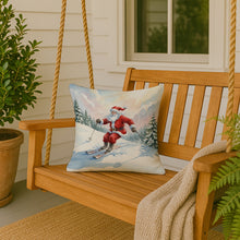 Load image into Gallery viewer, Santa Claus Skiing Downhill Christmas Throw Pillow