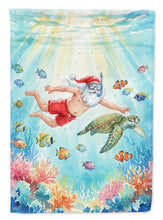 Load image into Gallery viewer, Santa Claus Snorkeling with a Sea Turtle Christmas House Flag