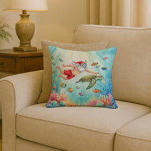 Load image into Gallery viewer, Santa Claus Snorkeling with a Sea Turtle Christmas Throw Pillow
