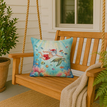 Load image into Gallery viewer, Santa Claus Snorkeling with a Sea Turtle Christmas Throw Pillow