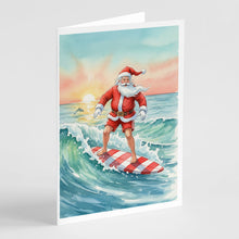 Load image into Gallery viewer, Santa Claus Surfing Christmas Morning Christmas Greeting Cards Pack of 8