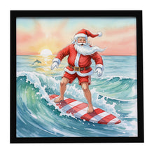 Load image into Gallery viewer, Santa Claus Surfing Christmas Morning Christmas Framed Metal Print