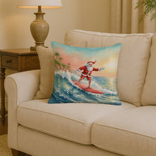 Load image into Gallery viewer, Santa Claus Surfing the Pacific Christmas Throw Pillow