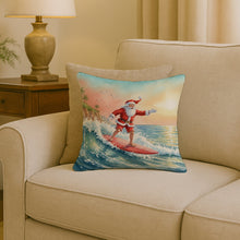 Load image into Gallery viewer, Santa Claus Surfing the Pacific Christmas Throw Pillow
