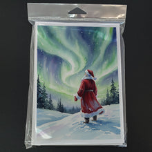 Load image into Gallery viewer, Santa Claus Watching the Northern Lights Christmas Greeting Cards Pack of 8