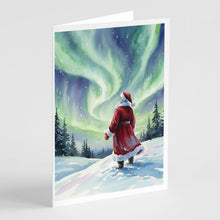 Load image into Gallery viewer, Santa Claus Watching the Northern Lights Christmas Greeting Cards Pack of 8