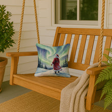 Load image into Gallery viewer, Santa Claus Watching the Northern Lights Christmas Throw Pillow