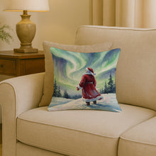Load image into Gallery viewer, Santa Claus Watching the Northern Lights Christmas Throw Pillow