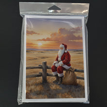 Load image into Gallery viewer, Santa Claus Watching the Sunset on the Prairie Christmas Greeting Cards Pack of 8
