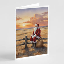 Load image into Gallery viewer, Santa Claus Watching the Sunset on the Prairie Christmas Greeting Cards Pack of 8