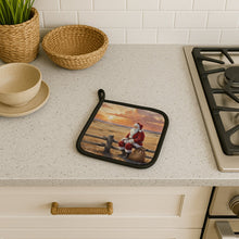 Load image into Gallery viewer, Santa Claus Watching the Sunset on the Prairie Christmas Pair of Pot Holders