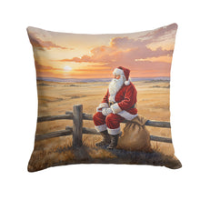 Load image into Gallery viewer, Santa Claus Watching the Sunset on the Prairie Christmas Throw Pillow
