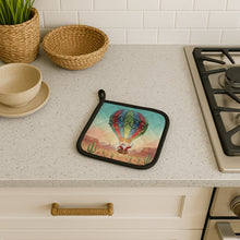Load image into Gallery viewer, Santa Claus with a Hot-Air Balloon Christmas Pair of Pot Holders