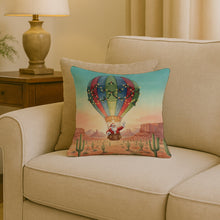 Load image into Gallery viewer, Santa Claus with a Hot-Air Balloon Christmas Throw Pillow