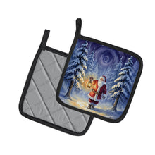 Load image into Gallery viewer, Santa Claus with a Lantern in the Woods Christmas Pair of Pot Holders