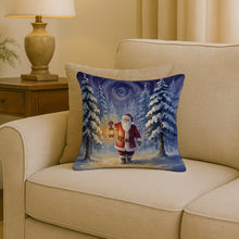 Load image into Gallery viewer, Santa Claus with a Lantern in the Woods Christmas Throw Pillow