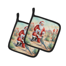Load image into Gallery viewer, Santa Claus with a Roadrunner Christmas Pair of Pot Holders