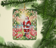 Load image into Gallery viewer, Santa Claus with Flamingos Christmas Porcelain Ornament