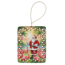 Load image into Gallery viewer, Santa Claus with Flamingos Christmas Porcelain Ornament