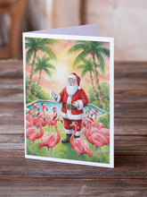 Load image into Gallery viewer, Santa Claus with Flamingos Christmas Greeting Cards Pack of 8