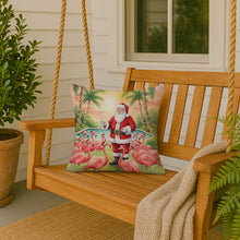 Load image into Gallery viewer, Santa Claus with Flamingos Christmas Throw Pillow